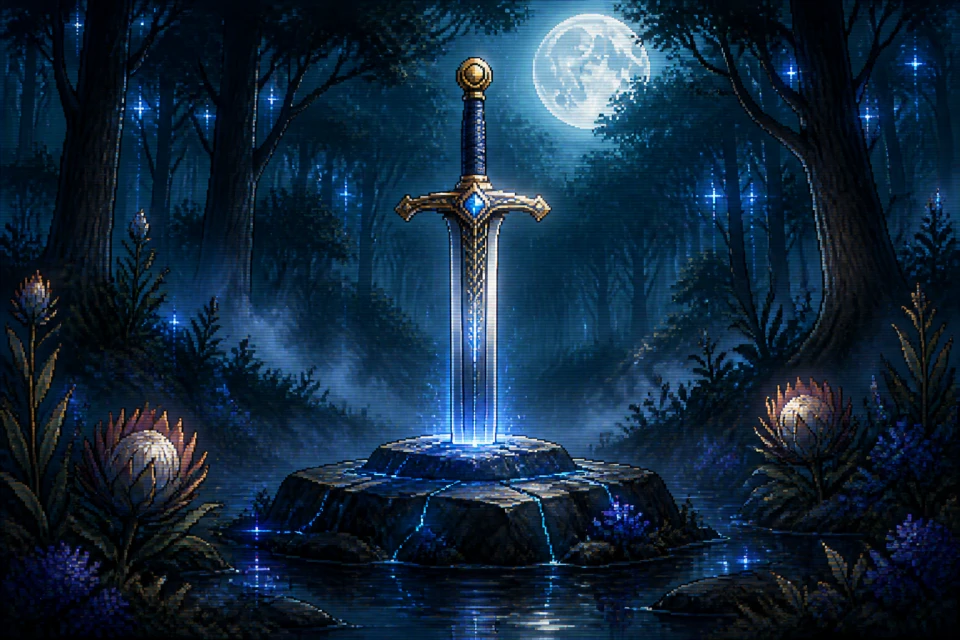 Excalibur in Midnight Stone original game key art